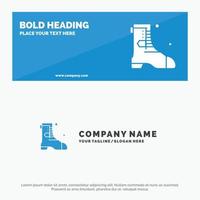 Shoes Boot Ireland SOlid Icon Website Banner and Business Logo Template vector