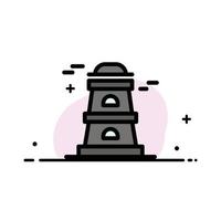 Observatory Tower Watchtower  Business Flat Line Filled Icon Vector Banner Template