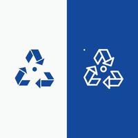 eco ecología medio ambiente basura línea verde y glifo icono sólido bandera azul línea y glifo icono sólido bandera azul vector