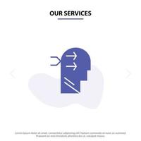 Our Services Mental hang Head Brian Thinking Solid Glyph Icon Web card Template vector