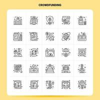 OutLine 25 Crowdfunding Icon set Vector Line Style Design Black Icons Set Linear pictogram pack Web and Mobile Business ideas design Vector Illustration