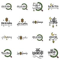 16 mejores frases de eid mubarak que dicen texto de cita o letras fuentes decorativas escritura vectorial y tipografía manuscrita en cursiva para diseños folletos pancartas volantes y camisetas vector