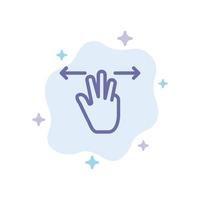 Gestures Hand Mobile Three Fingers Blue Icon on Abstract Cloud Background vector