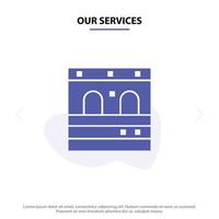 Our Services Door Garage Train Solid Glyph Icon Web card Template vector