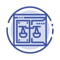 corte de derechos de autor de negocios ley digital línea punteada azul icono de línea vector