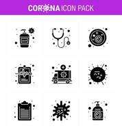 Coronavirus 2019nCoV Covid19 Prevention icon set medical ambulance bacteria medical record hospital chart viral coronavirus 2019nov disease Vector Design Elements