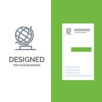 World Office Globe Web Grey Logo Design and Business Card Template vector