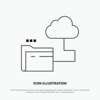 Cloud Folder Storage File Vector Line Icon