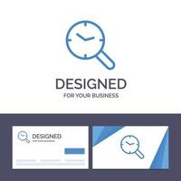 Creative Business Card and Logo template Search Research Watch Clock Vector Illustration