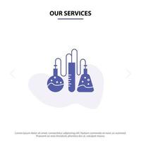 Our Services Chemical Dope Lab Science Solid Glyph Icon Web card Template vector