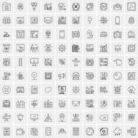 conjunto de 100 iconos de línea de negocios creativos vector