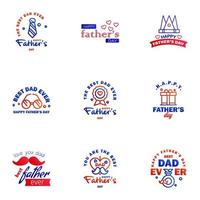 Happy fathers day 9 Blue and red vintage retro type font Illustrator eps10 Editable Vector Design Elements