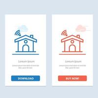 Wifi Service Signal House  Blue and Red Download and Buy Now web Widget Card Template vector