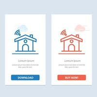 Wifi Service Signal House  Blue and Red Download and Buy Now web Widget Card Template vector