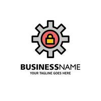 Gear Setting Lock Support Business Logo Template Flat Color vector