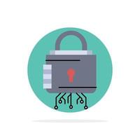 Security cyber lock protection secure Flat Color Icon Vector