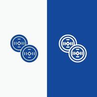 Coins China Chinese Line and Glyph Solid icon Blue banner vector