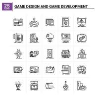 25 diseño de juegos y desarrollo de juegos conjunto de iconos de fondo vectorial vector