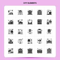 Solid 25 City Elements Icon set Vector Glyph Style Design Black Icons Set Web and Mobile Business ideas design Vector Illustration