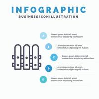 Construction Fence House Line icon with 5 steps presentation infographics Background vector