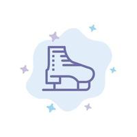 Boot Ice Skate Skates Skating Blue Icon on Abstract Cloud Background vector