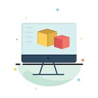 Computer Monitor Box Computing Abstract Flat Color Icon Template vector