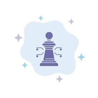 Chess Laptop Strategy Game Blue Icon on Abstract Cloud Background vector