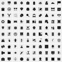 Set of 100 Business Solid Glyph icons vector