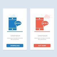 Mobile Chatting Cell  Blue and Red Download and Buy Now web Widget Card Template vector