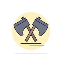 Axe hatchet tool cutter viking Flat Color Icon Vector