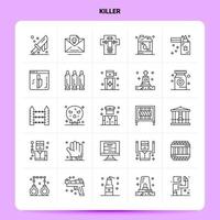 OutLine 25 Killer Icon set Vector Line Style Design Black Icons Set Linear pictogram pack Web and Mobile Business ideas design Vector Illustration