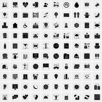 Set of 100 Business Solid Glyph icons vector