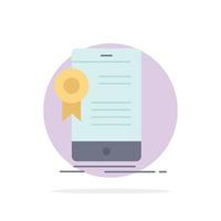 certificate certification App application approval Flat Color Icon Vector