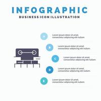 nivel construcción herramienta escala agua sólido icono infografía 5 pasos presentación antecedentes vector