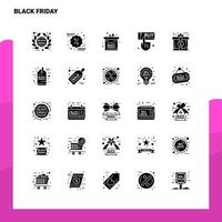 25 conjunto de iconos de viernes negro plantilla de ilustración de vector de icono de glifo sólido para ideas web y móviles para empresa comercial