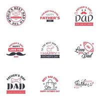 happy fathers day 9 Black and Pink text design Vector calligraphy Typography poster Usable as background Editable Vector Design Elements