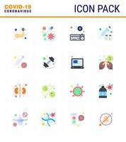 16 Flat Color coronavirus epidemic icon pack suck as virus vaccine flu vaccine survice online viral coronavirus 2019nov disease Vector Design Elements