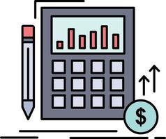 vector de icono de color plano de mercado de inversión financiera de datos de cálculo