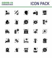 25 Coronavirus Emergency Iconset Blue Design such as prescription spray virus medication gestures viral coronavirus 2019nov disease Vector Design Elements