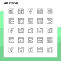 conjunto de iconos de línea de interfaz de usuario conjunto de 25 iconos diseño de estilo minimalista vectorial conjunto de iconos negros paquete de pictogramas lineales vector