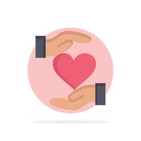 Heart Give Hand Favorite Love Abstract Circle Background Flat color Icon vector