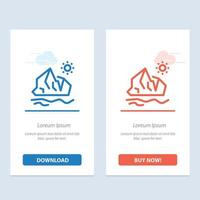 ecología medio ambiente hielo iceberg derritiéndose azul y rojo descargar y comprar ahora plantilla de tarjeta de widget web vector