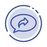 Basic Chat Arrow Right Blue Dotted Line Line Icon vector