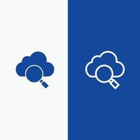 Cloud Search Research Line and Glyph Solid icon Blue banner Line and Glyph Solid icon Blue banner vector