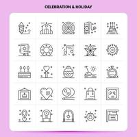 OutLine 25 Celebration Holiday Icon set Vector Line Style Design Black Icons Set Linear pictogram pack Web and Mobile Business ideas design Vector Illustration