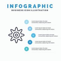 Setting Gear Line icon with 5 steps presentation infographics Background vector