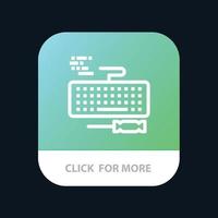 botón de aplicación móvil de reparación de hardware de teclado clave versión de línea de android e ios vector