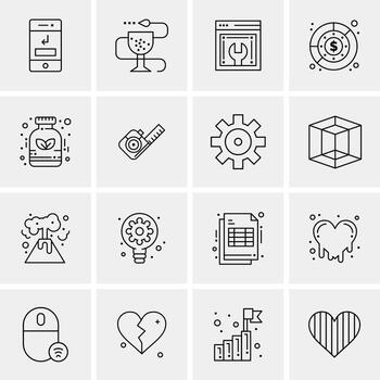 16 iconos universales de negocios vector ilustración de icono creativo para usar en proyectos relacionados con la web y dispositivos móviles