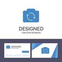 tarjeta de visita creativa y plantilla de logotipo cámara actualizar ilustración de vector de interfaz de usuario básica