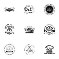 Happy Fathers Day 9 Black Vector Element Set Ribbons and Labels Editable Vector Design Elements